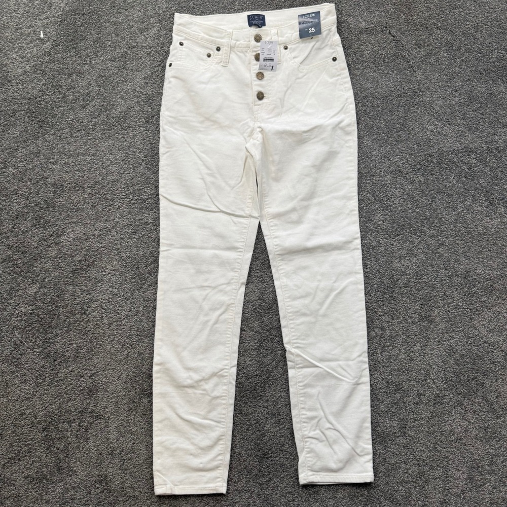 J.Crew 9" High-Rise Skinny Corduroy Pants Ivory Button Fly NA6434 Size 25 NWT